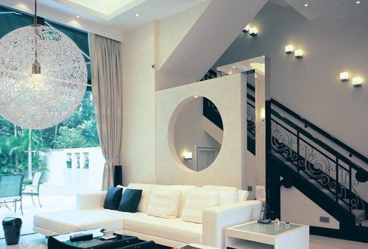 Livingroom decorated with modern lighting