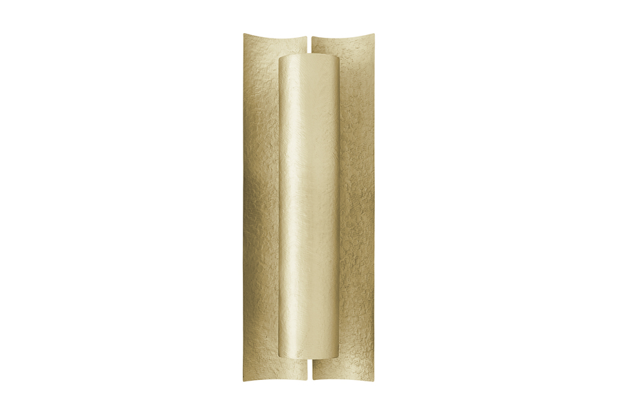 contemporary wall light made of matte hammered brass